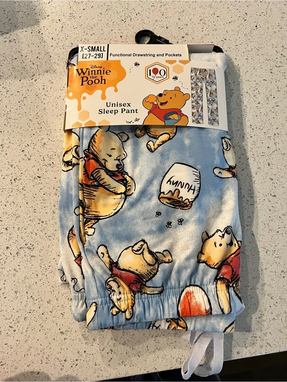 Disney Winnie the Pooh Pajama Pants - Light Blue with Honey Pot Print Xs